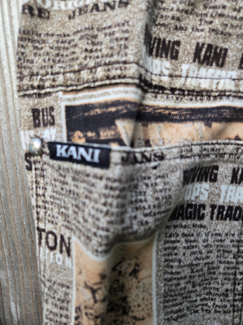 Karl Kani Brown & Tan Vintage Newspaper-Print Denim Set - Picture 11 of 16